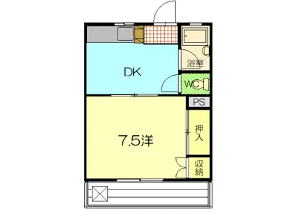 山水グリーンハイツ(1DK/3階)の間取り写真