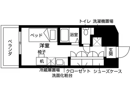 ウエリスアイビー旗の台(ワンルーム/5階)の間取り写真
