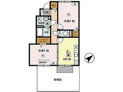 イヴェールアージュ(2DK/1階)の間取り写真