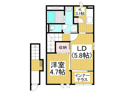 イーストゲート・スクエア(1LDK/2階)の間取り写真