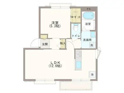 メゾンコーキ(1LDK/2階)の間取り写真
