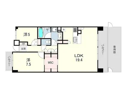 パークホームズ甲子園口(3LDK/1階)の間取り写真