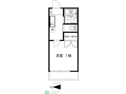 大木ハイム(ワンルーム/2階)の間取り写真