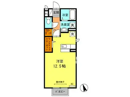 ヴィラセゾンV(1K/1階)の間取り写真