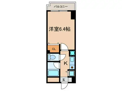 YKハイツ西明石(1K/9階)の間取り写真