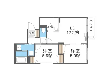 POMMERAIE北13条(2LDK/2階)の間取り写真