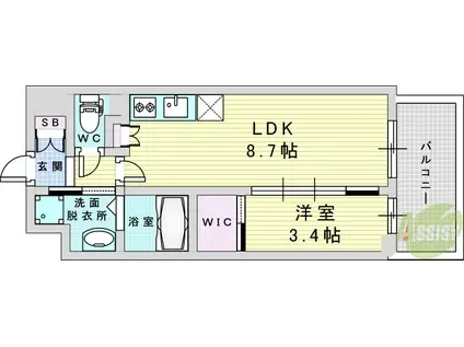 コンフォリア新大阪宮原Q(1LDK/10階)の間取り写真