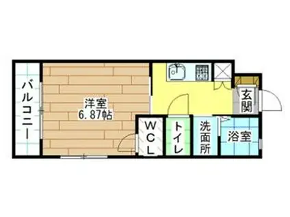  飛幡ブレイン(1K/3階)の間取り写真