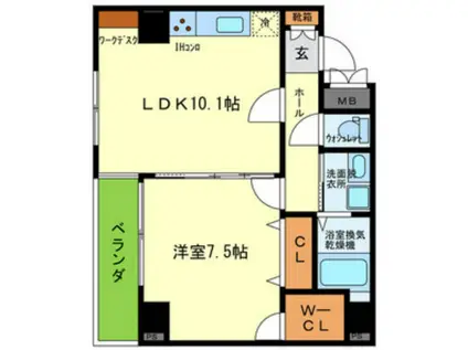パークメゾン(1LDK/2階)の間取り写真