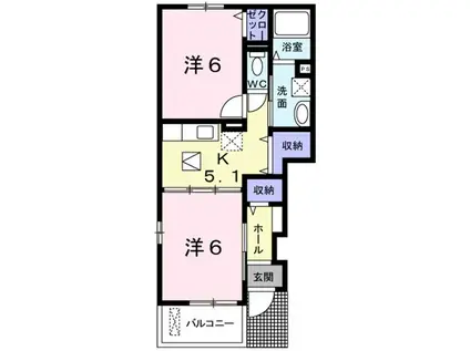 ノーブルガーデン(2K/1階)の間取り写真