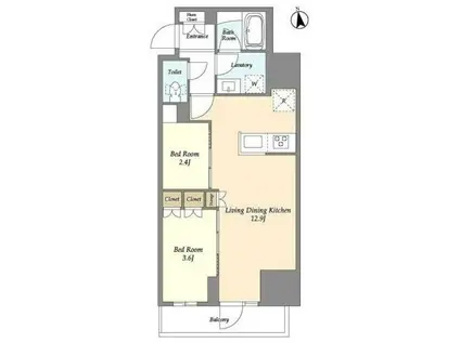 グランカーサ船堀I(2LDK/10階)の間取り写真