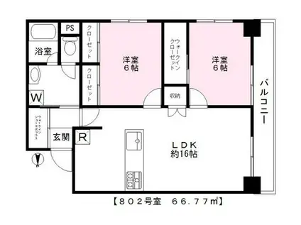 錦糸町一重ローヤルコーポ(2LDK/8階)の間取り写真