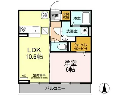 アイリス(1LDK/1階)の間取り写真