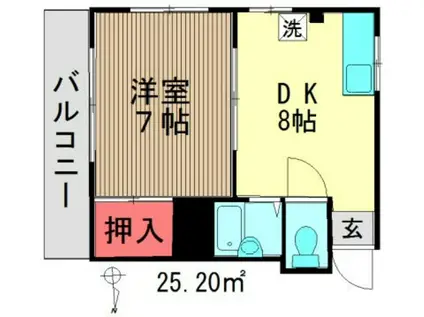 パールハイツ新大塚(1DK/1階)の間取り写真
