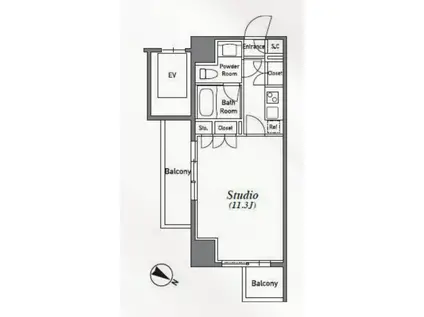 アジリア南麻布 JS(1K/8階)の間取り写真