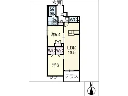 GRATIA IZUMI(2LDK/1階)の間取り写真