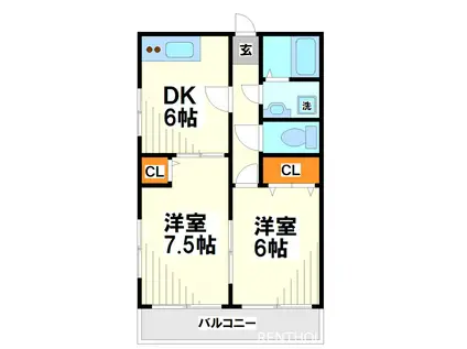 ベルメゾン彩(2DK/1階)の間取り写真