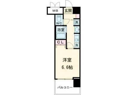 ロイヤルヒル神戸三ノ宮(1K/4階)の間取り写真