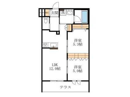 LA GRACIEUSEラグラシューズ(2LDK/1階)の間取り写真