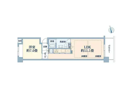 二子玉川園パーク・ホームズ(1LDK/4階)の間取り写真