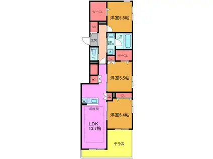 南葛西2丁目メゾン(3LDK/1階)の間取り写真