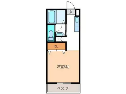 ヴィラ・サンテラス(1K/2階)の間取り写真