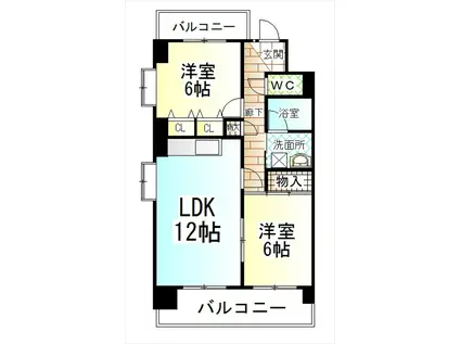 ファミーユDAISHIN(2LDK/7階)の間取り写真