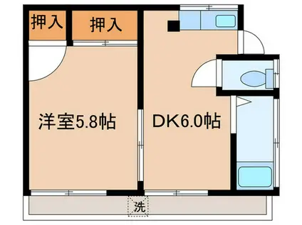 パインクレスト(1DK/2階)の間取り写真