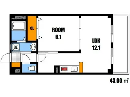 フォブール寺川(1LDK/1階)の間取り写真