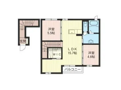 シス・シャンブル(2LDK/2階)の間取り写真