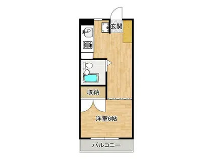 カーサ・デラ・ルナオール電化1DK入居3ヶ月(1DK/3階)の間取り写真