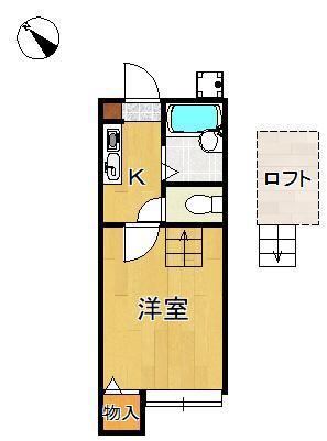 パンシオン森下B棟(1K/1階)の間取り写真