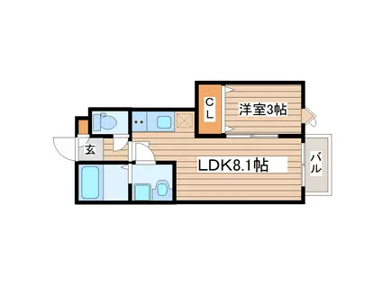ESCONDITE卸町I(1LDK/1階)の間取り写真