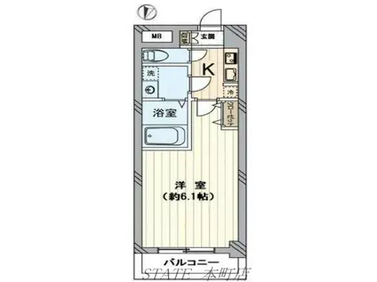 W-STYLE福島IIWISTARIA(1K/11階)の間取り写真