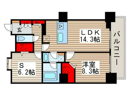 ロイヤルパークスタワー南千住(1SLDK/3階)の間取り写真