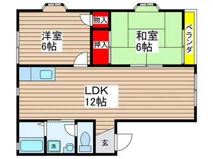 メゾン汐路PART2(2LDK/2階)の間取り写真
