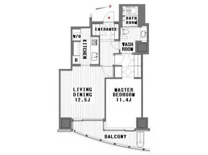 御成門 タワーマンション  高層階 (1LDK/16階)の間取り写真