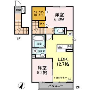 メゾンSAKURAII(2LDK/2階)の間取り写真