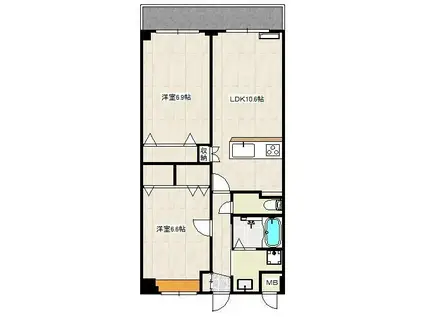 レジデンス宮城野テラス(2LDK/1階)の間取り写真