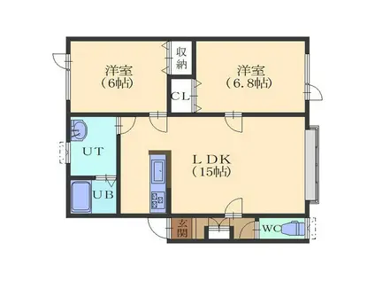 エクセレントハウスI(2LDK/1階)の間取り写真