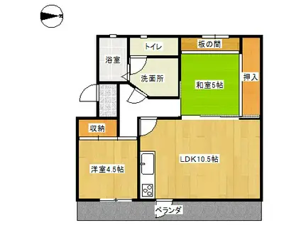 わかさ川ハイツ(2LDK/4階)の間取り写真