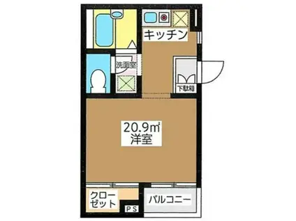 プラムハイツ 蒲田(1K/1階)の間取り写真