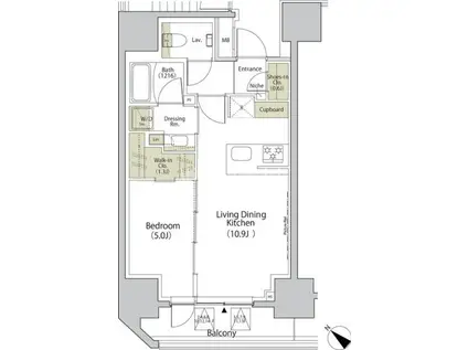 ザ・パークハビオ江古田(1LDK/11階)の間取り写真