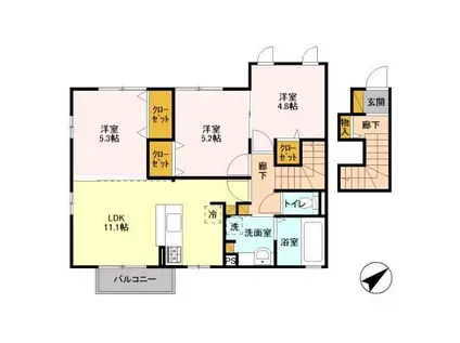 フォリウム-S(3LDK/2階)の間取り写真