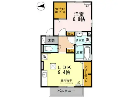 フラワーヒルズ(1LDK/1階)の間取り写真