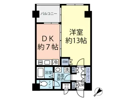 グランヴァン東中野II(1DK/5階)の間取り写真