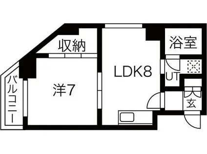 スタジオシティ(1LDK/4階)の間取り写真