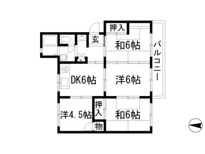 阪急宝塚線 川西能勢口駅 バス乗車時間：18分 最寄りバス停で下車 徒歩3分 5階建 築52年(4DK/3階)の間取り写真