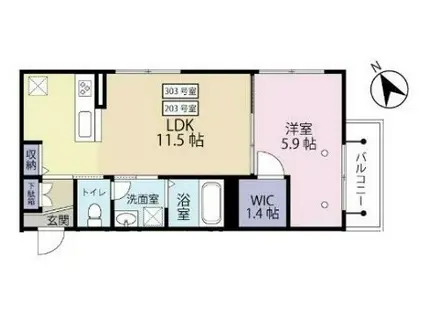 フォースリンロード(1LDK/3階)の間取り写真