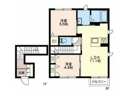 DUCCOII(2LDK/2階)の間取り写真